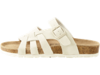Bijele ženske sandale, Birkenstock stil.