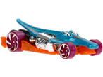 Hot Wheels Toy Car Assortment: A blue and orange toy car with purple wheels.