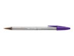 A purple BIC Cristal ballpoint pen.