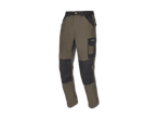 Beige Arbeitshose mit dunkelgrauen Kniepolstern.