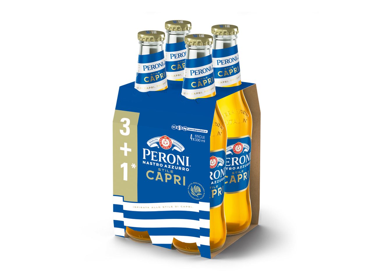 Un set de 4 sticle de bere Tuborg Capri.