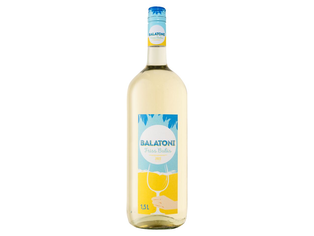 1,5 literes Balatoni Friss Bubis 2022 fehérboros palack.