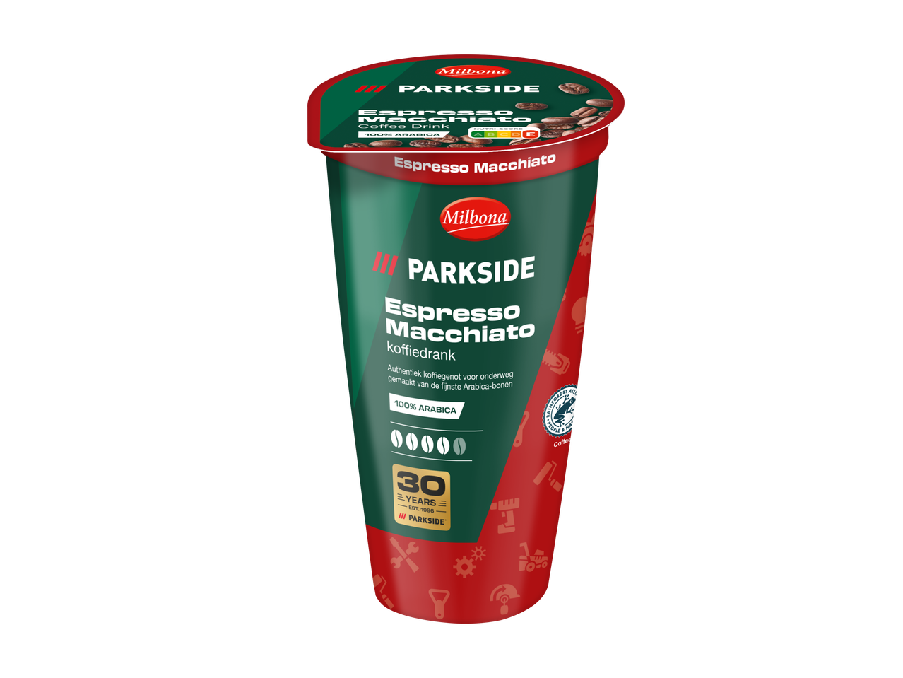 Milbona Parkside Espresso Macchiato koffiedrank met 100% Arabica bonen en Nutri-Score A.