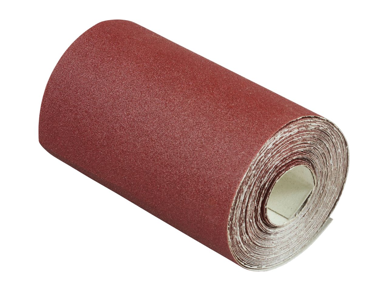 Roll of red sandpaper with a coarse texture, ideal for sanding and finishing tasks.