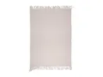 Light beige woven rug with fringed edges