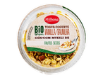 Iogurte Milbona Bio Baunilha com Muesli e Frutos Secos num copo de plástico transparente.