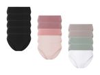 Tre pakker dameundertøj: sort, rosa og grå/hvid.