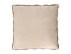 Beige velvet cushion with a soft faux fur trim