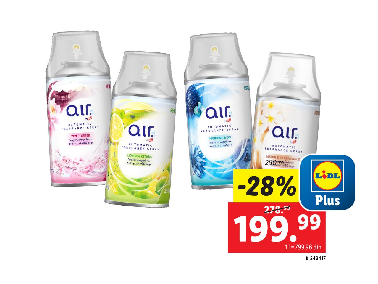 Četiri Air Wick osveživača vazduha na akciji u Lidl-u.
