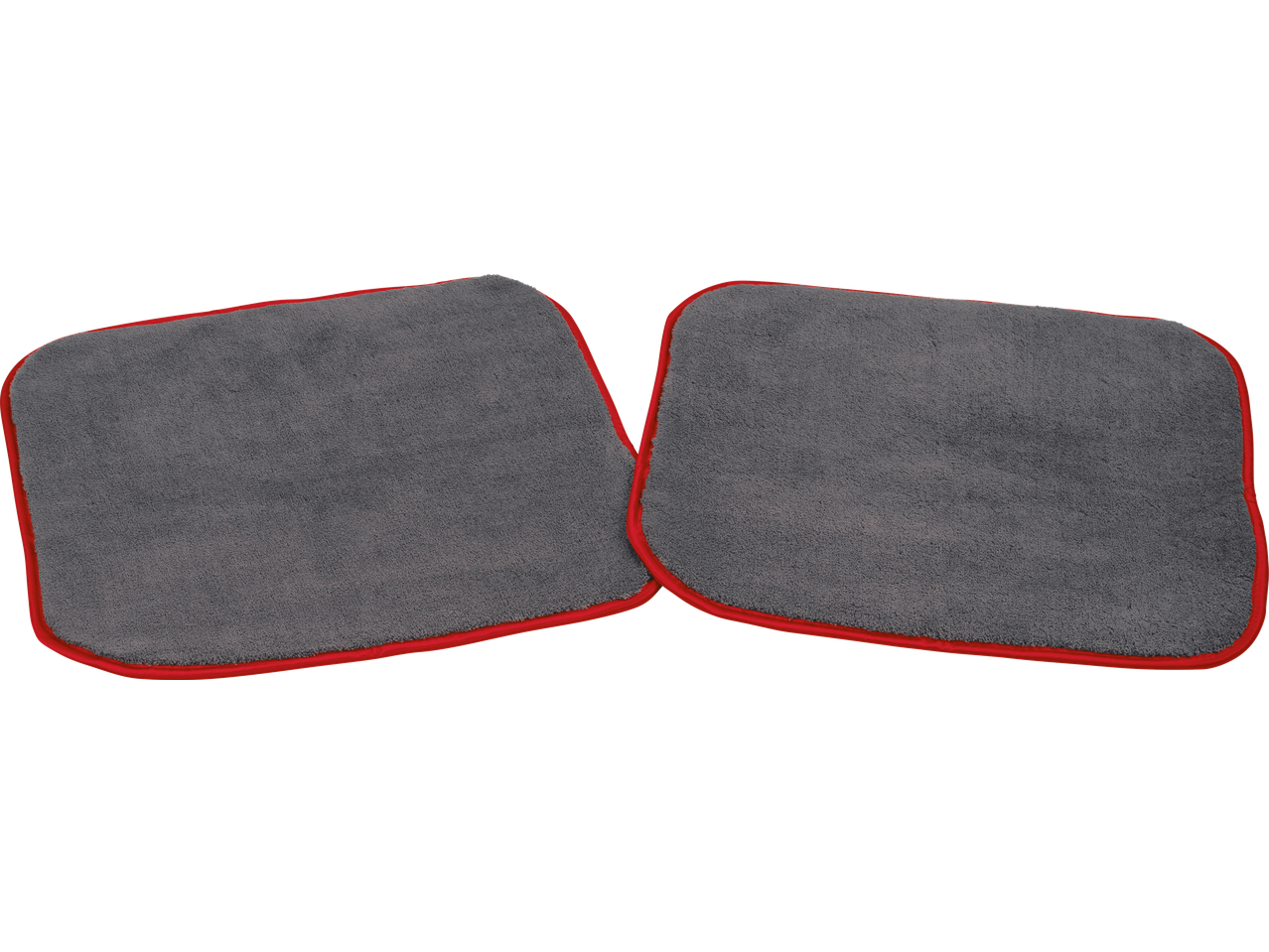 ULTIMATE SPEED® Car Cleaning Assortment: Two grey microfiber cloths with red trim