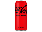 Een blikje Coca-Cola Zero Suiker staat op een zwarte achtergrond.