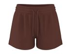 Brown women's shorts with an elastic waistband and drawstring.