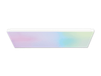 Ein rechteckiges, weißes LED-Panel mit einem Farbverlauf von Rosa zu Grün.