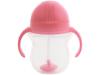Pink children's cup with straw.
