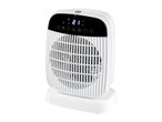 White ceramic fan heater with digital display and touch control panel