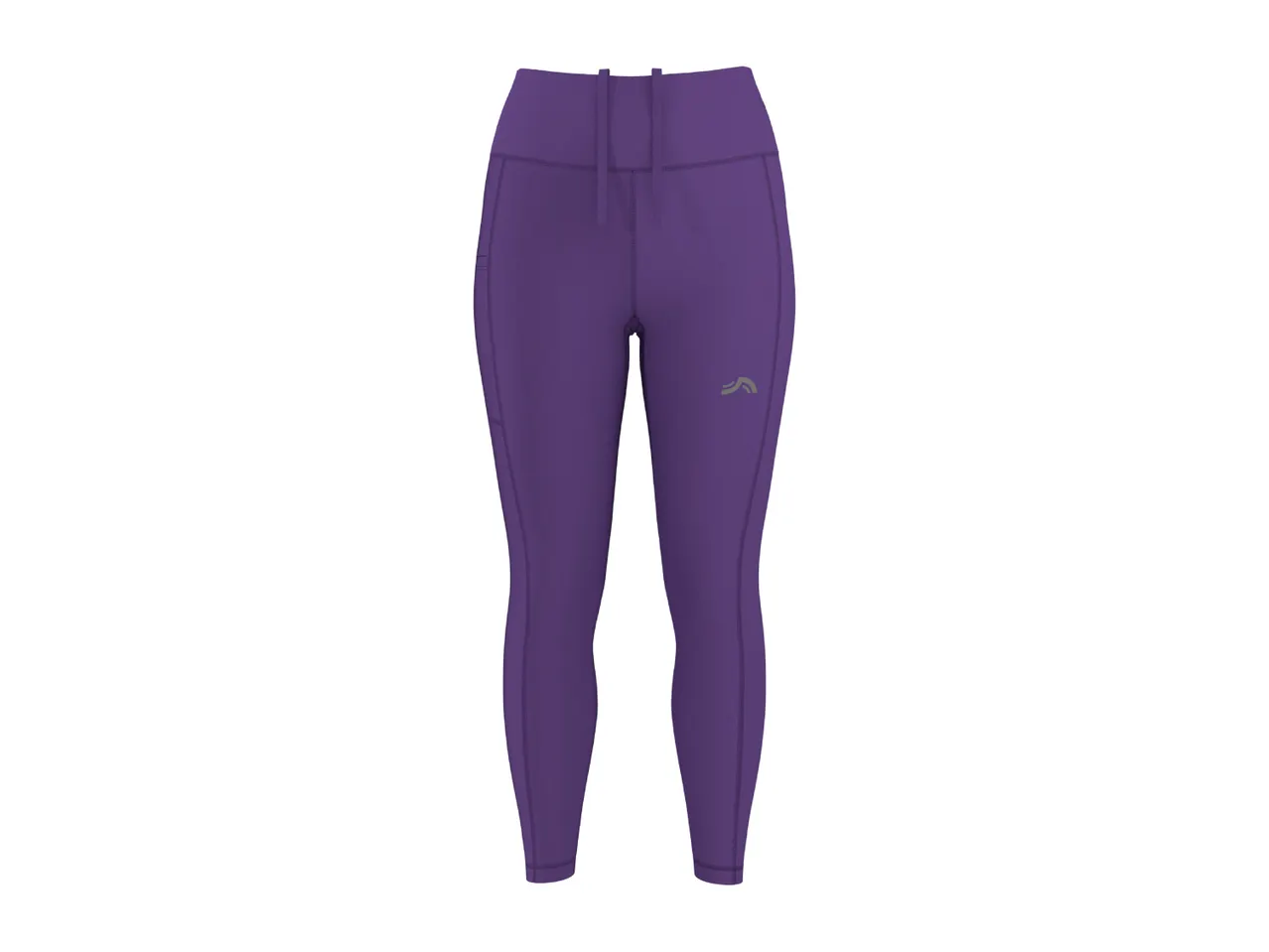 Purple women's athletic leggings with a side pocket and a small logo on the thigh.