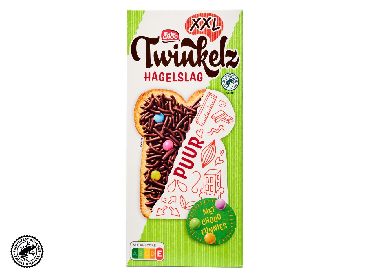 Mister Choc Twinkels XXL koeken met chocolade en gekleurde sprinkles.