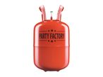 Red helium tank with 'PARTY FACTORY' logo