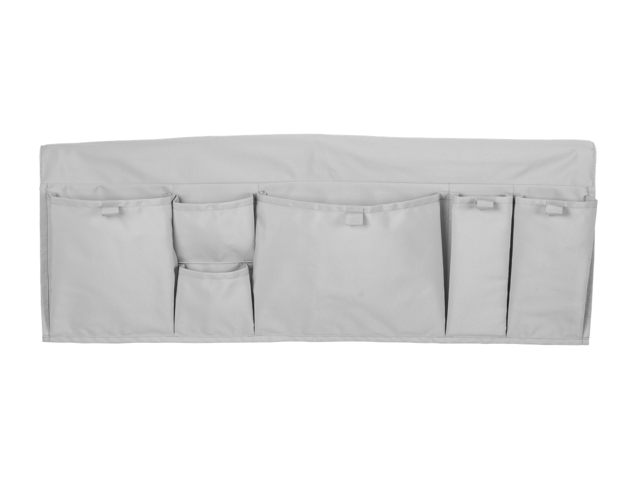 Organizador de cama W5 Bett-Organizer com vários bolsos cinzentos.