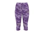 Purple patterned capri leggings with a drawstring waist