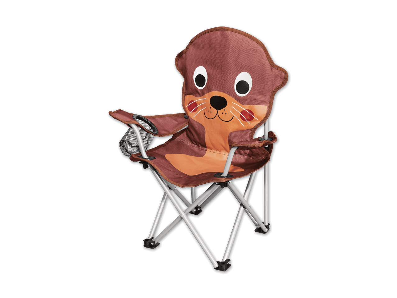 Ein zusammenklappbarer Kinderhochstuhl mit niedlichem Otter-Design.