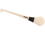 Wooden hurley with black grip and 'GRASSROOTS SPORTS' logo