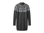 Dark gray knitted dress with a light blue and white fair isle pattern