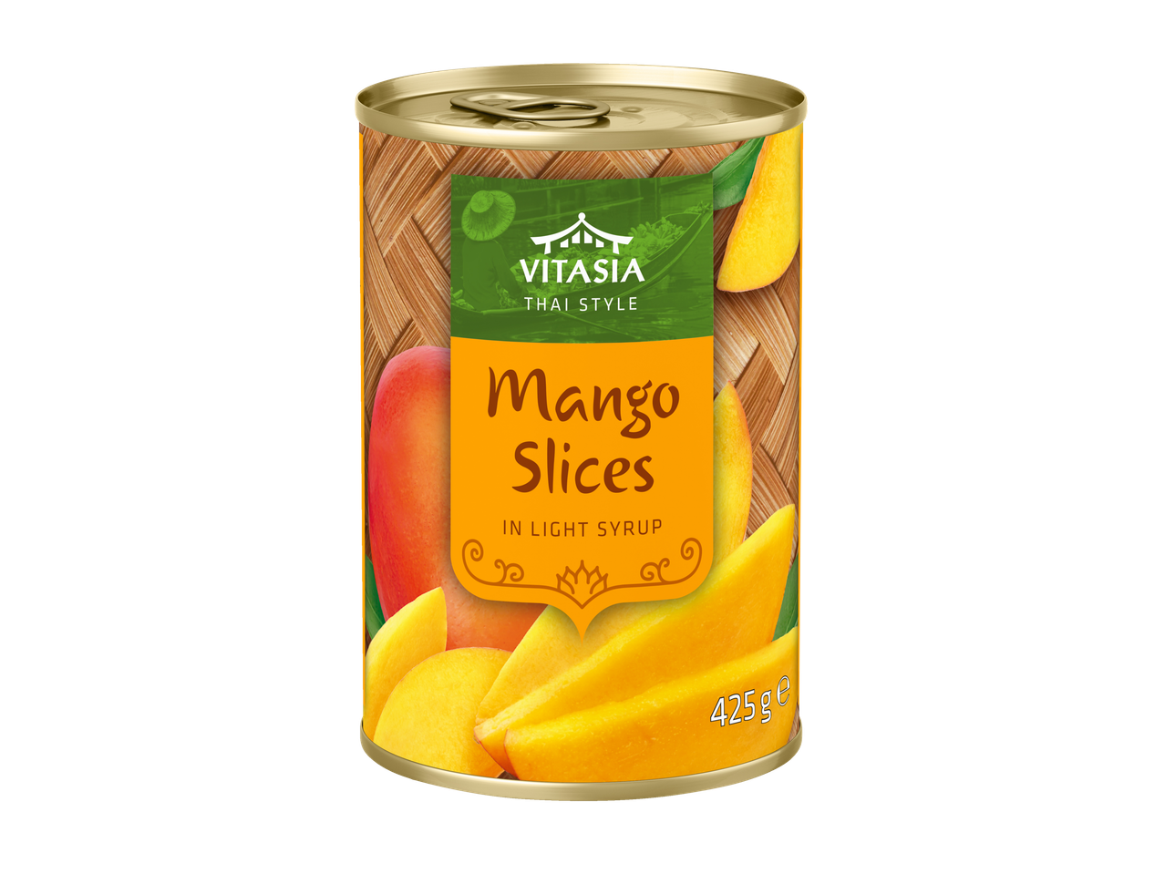 Felii de mango Vitasia, stil thailandez, în sirop ușor, 425 g.
