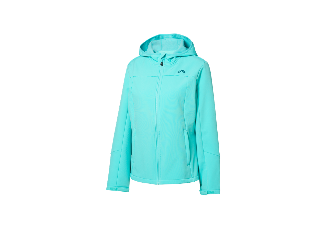Tirkīza sieviešu jaka ar kapuci un rāvējslēdzēju