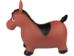 Brinquedo infantil: cavalo de pular de plástico marrom.