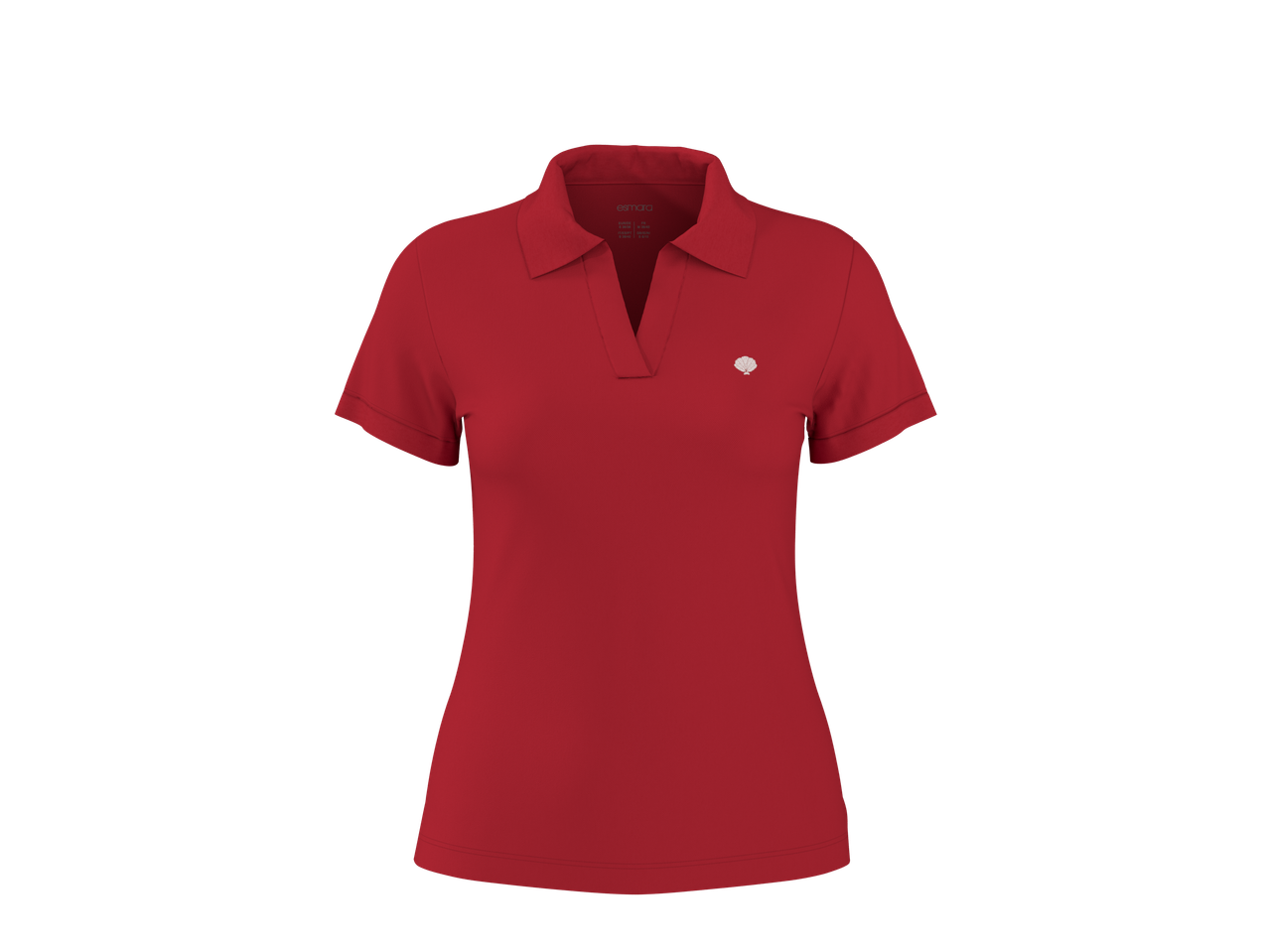 ESMARA ženska crvena polo majica s ovratnikom i malim bijelim amblemom.