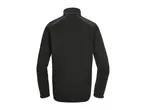 Black softshell jacket with a stand-up collar and reflective piping on the shoulders.