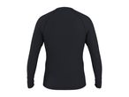 Black long-sleeved athletic shirt, back view.