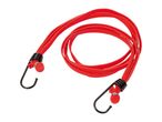Red bungee cords with hooks.