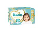 Κουτί με πάνες Pampers Premium Care, μέγεθος 5, με 88 πάνες, με ένα χαμογελαστό μωρό.