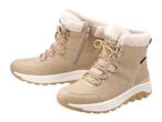Pair of beige winter boots with faux fur lining and laces