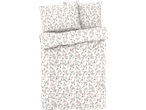 Floral bedding set with two pillowcases and a duvet cover.