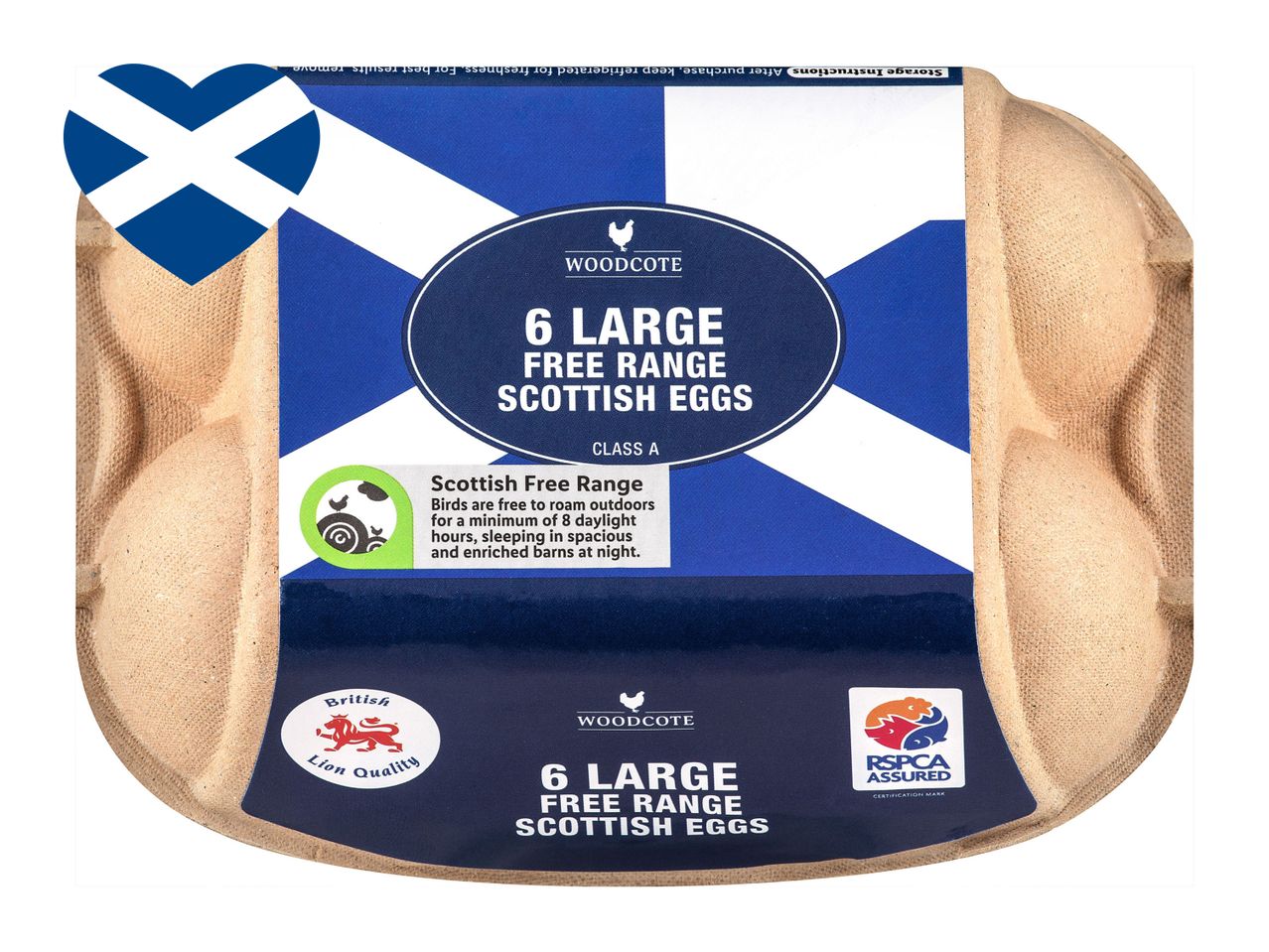 6 large Woodcote free range Scottish eggs