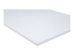 A blank white stretched canvas for painting, viewed from an angle.