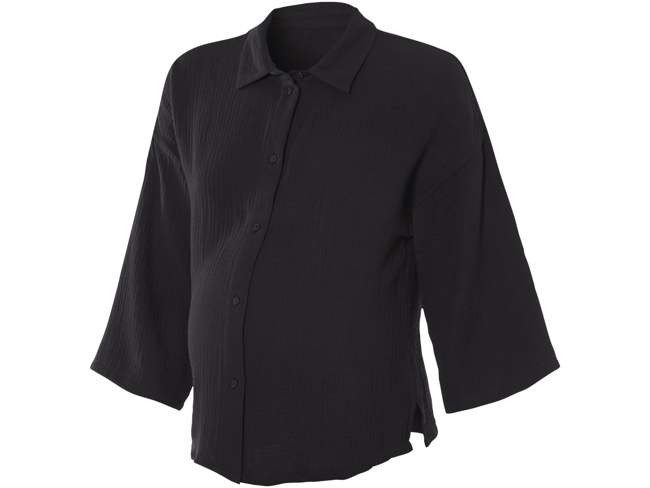 Melns grūtniecības krekls ar pogām.