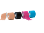Kinesio teipēšanas lentes dažādās krāsās.