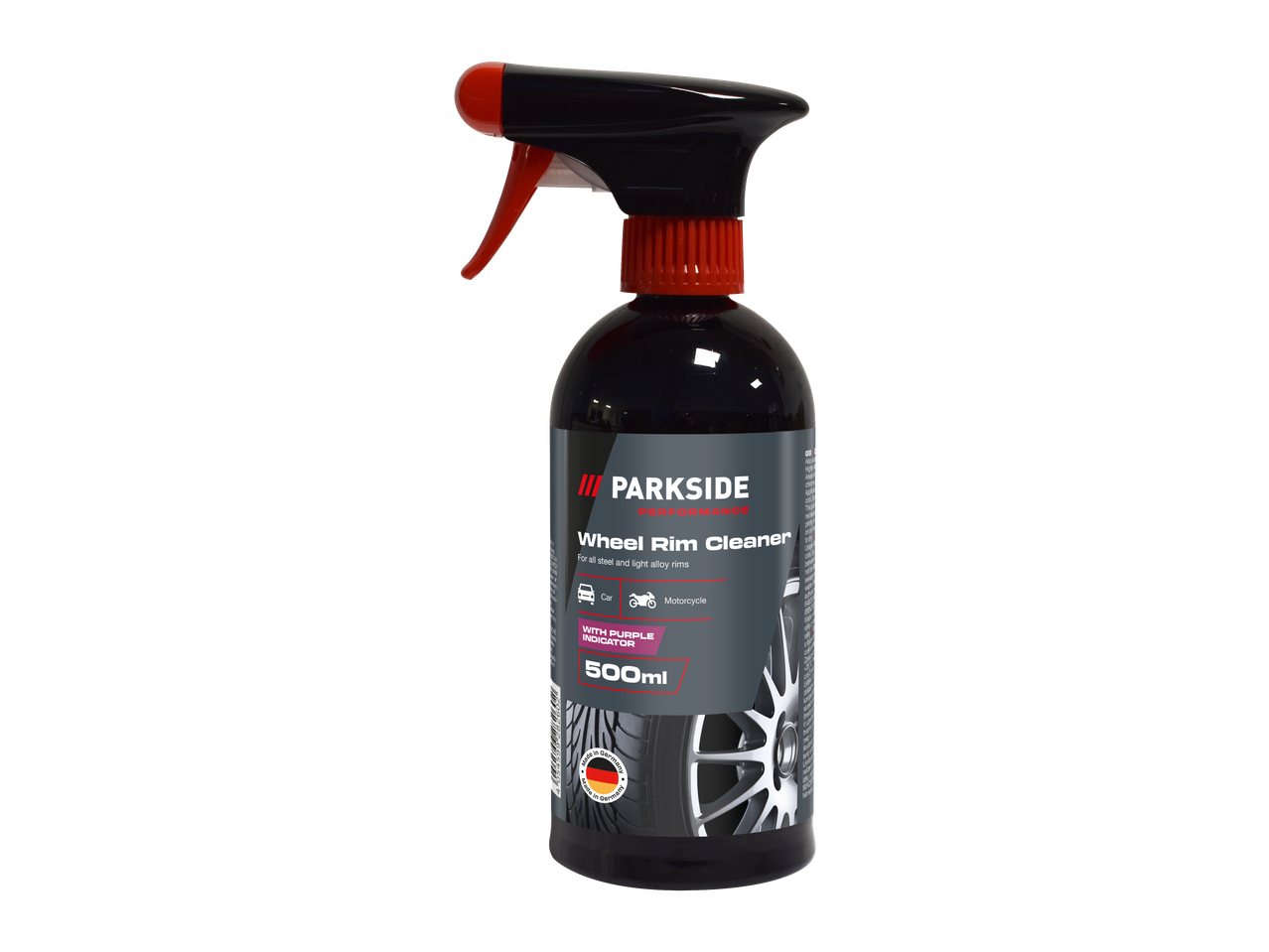 Limpa Jantes PARKSIDE PERFORMANCE, 500ml, para jantes de aço e liga leve, com indicador roxo.
