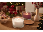 LIVARNO home Scented Candles, Christmas decorations, and cookies on a wooden table.