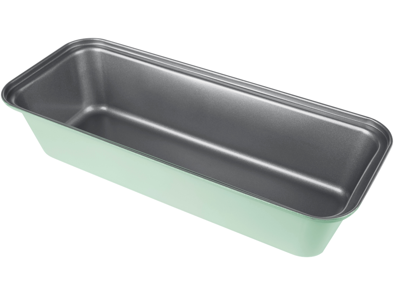 SILVERCREST® Cake Tin Assortment: A light green rectangular loaf pan with a dark grey non-stick interior.