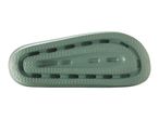 Bottom view of a green slipper with a textured sole and drainage holes.