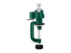 Green table clamp with a silver-colored ball joint, used for securing items.