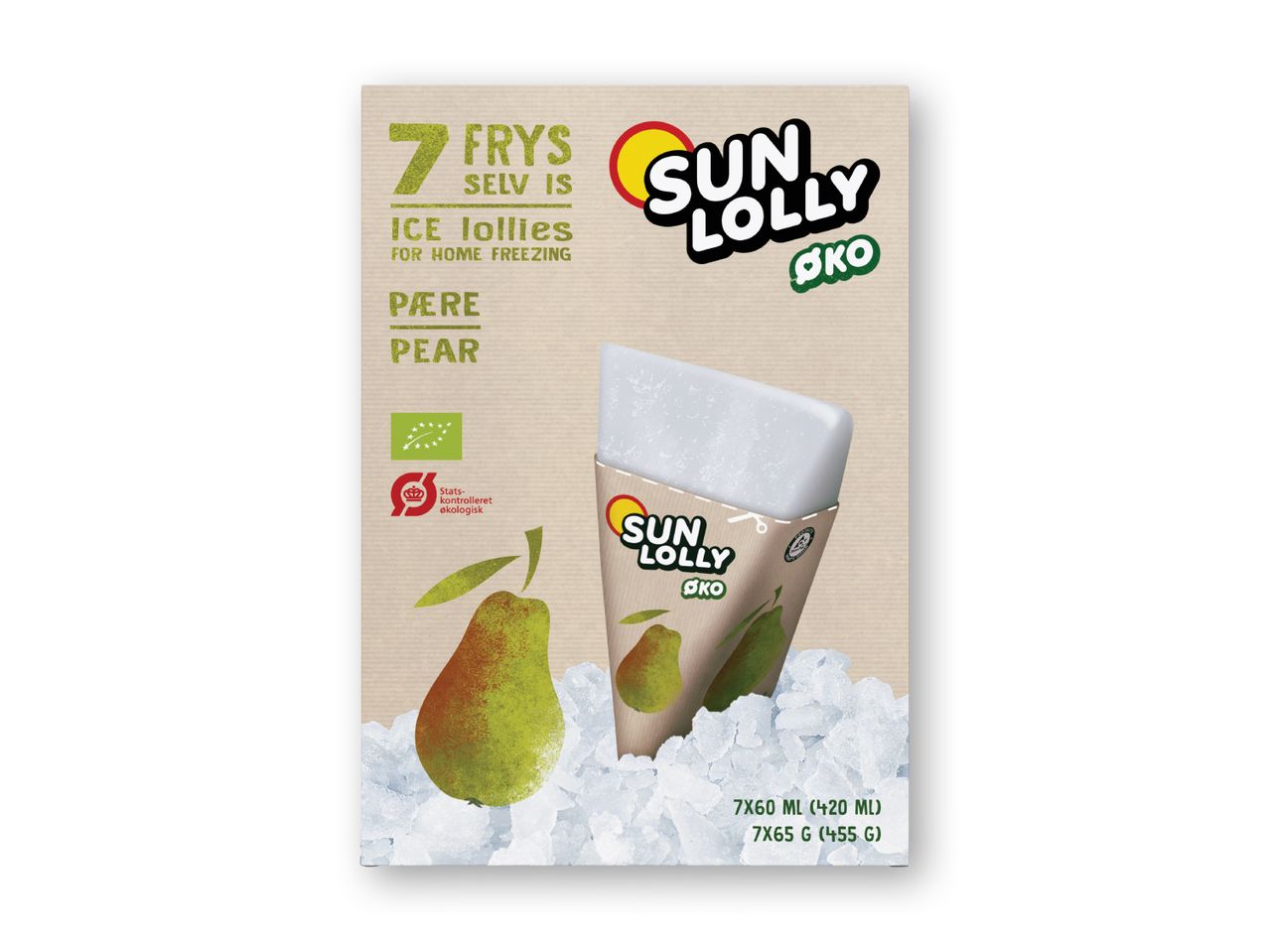 Sun Lolly ispinde med pære, økologisk, til hjemmefrysning.
