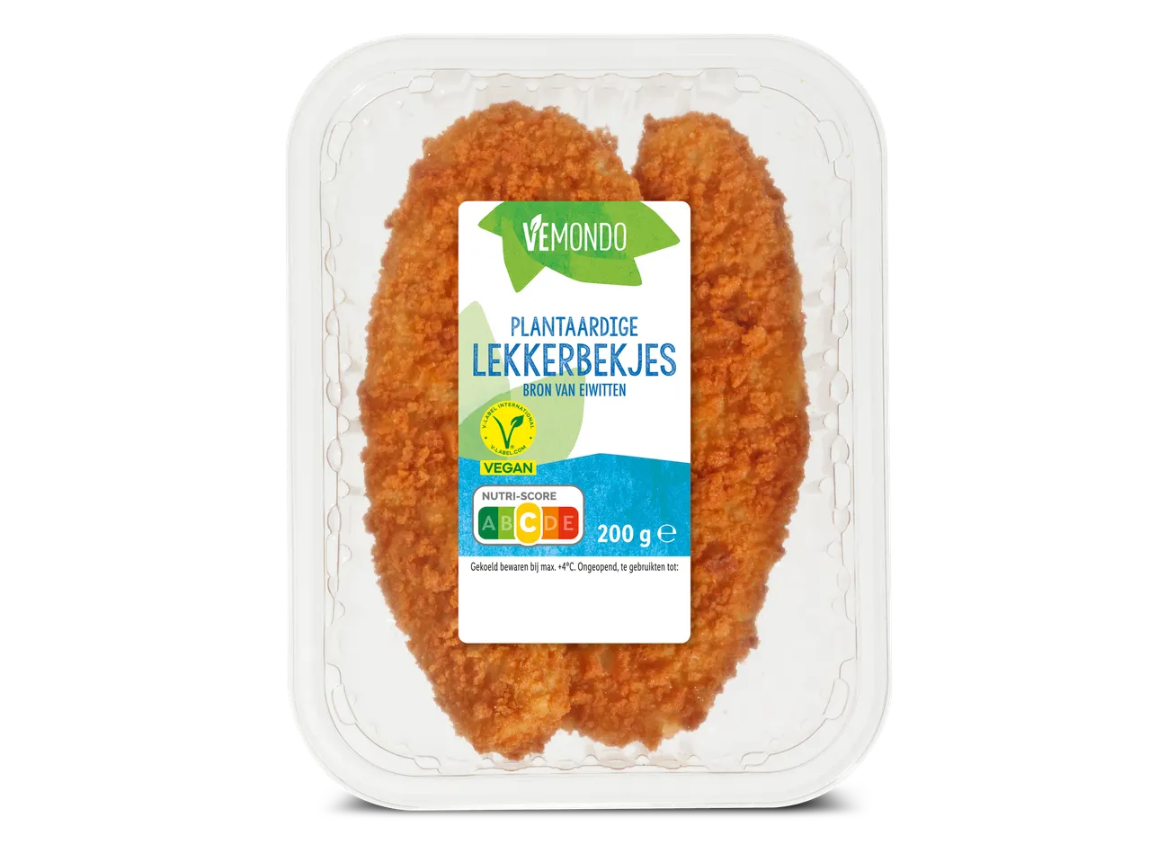 VEMONDO: vegane, gepaneerde leckkerbekjes.