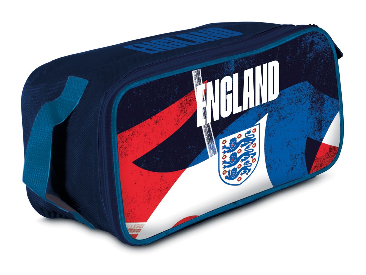 Navy blue shoe bag with an England flag design and the word 'ENGLAND' printed on it.
