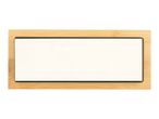 Rectangular bamboo serving board with a white ceramic insert.